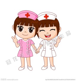 卡通小护士姐妹矢量插图