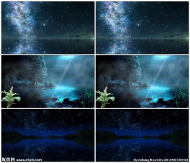 湖面星空幻想梦境合成背景