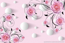 3d立体圆球玫瑰电视背景墙