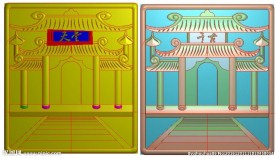 千古天堂寿盒墓碑精雕浮雕灰度
