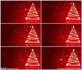 红色背景下的圣诞树