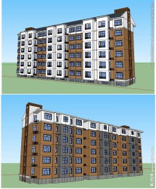 板式多层模型建筑草图大师SU模