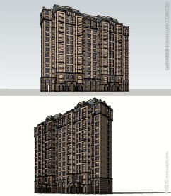 法式高层建筑草图大师SU模型