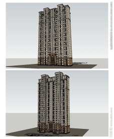 古典高层住宅建筑草图大师SU模