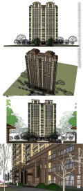 新古典高层住宅建筑草图大师SU
