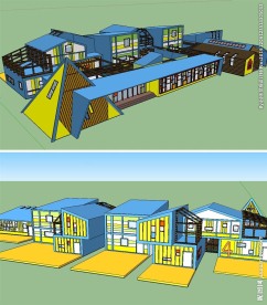 幼儿园蓝色风建筑草图大师SU模