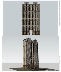 古典高层住宅建筑草图大师模型