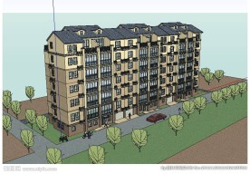 新古典多层建筑草图大师SU模型