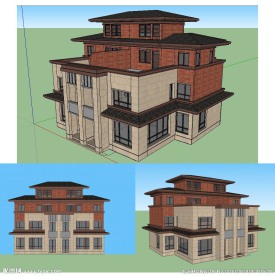 美式别墅建筑草图大师SU模型