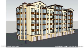 地中海风格建筑草图大师SU模型