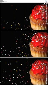 粒子糖果洒落在蛋糕