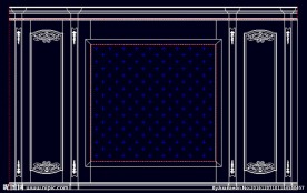 家装CAD实木背景雕花墙板