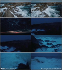 壮观海洋海浪拍打海岸