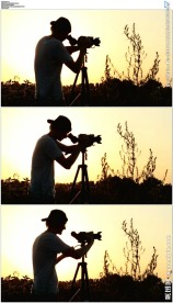 摄影师拍摄黄昏风景