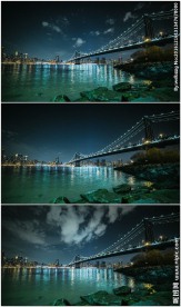 纽约布鲁克林大桥漂亮夜景