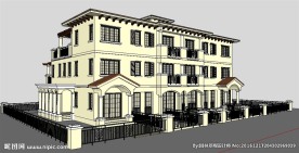 地中海联排建筑草图大师SU模型