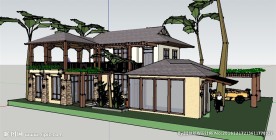 东南亚风格别墅建筑草图大师模型