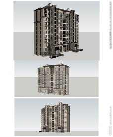法式11层建筑草图大师SU模型