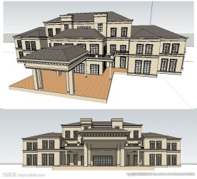 法式精品会所建筑SU模型