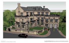 法式别墅建筑草图大师SU模型