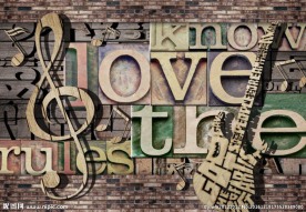 浮雕字母音乐背景墙