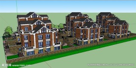 英式山地别墅建筑草图大师模型