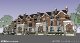 联排别墅建筑草图大师SU模型
