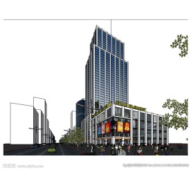 商业办公楼建筑草图大师SU模型