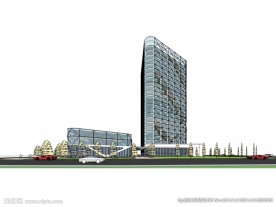 三角办公楼建筑草图大师SU模型