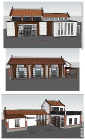 驿站建筑草图大师SU模型