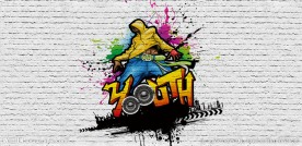 涂鸦街舞少年背景墙壁画