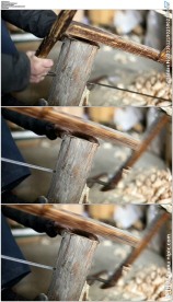 木工用锯子切开木头