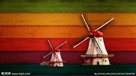 五彩背景风车卡通背景墙