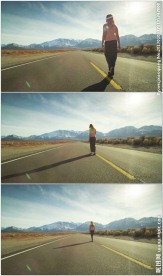 美女公路行走