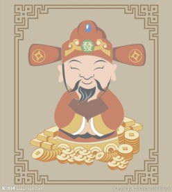 财神  硅藻泥刻图