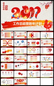 红色中国风鸡年商务通用PPT