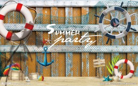 木板海边热带背景墙