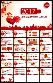 红色中国风鸡年商务通用PPT