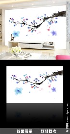 简约水墨梅花背景墙