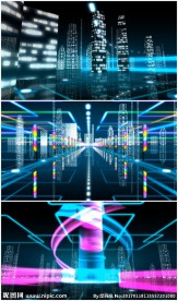 动感城市楼体建筑城市夜色