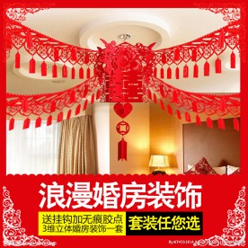 婚庆拉花婚房装饰布置主图设计