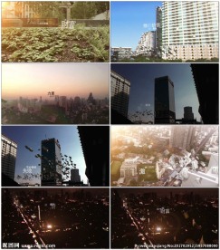 纸币穿梭城市金融宣传字幕