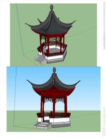 苏式六角亭景观草图大师SU模型