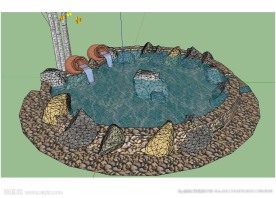 日式温泉景观草图大师模型
