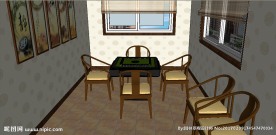 棋牌室室内草图大师SU模型