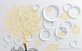 黄金树3D立体背景墙