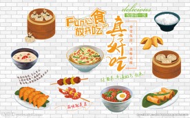 美食餐厅装饰画背景墙