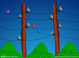 小鸟在电线杆上跳动Flash