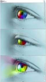 眼睛虹膜七彩光线旋转发光