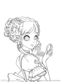 玫瑰公主化妆少女线条稿